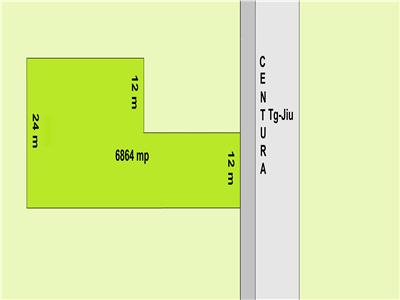 Teren Iezureni 6864 mp / lat de 12 m cu 24 m, cu intrare in centura Tg-Jiu, Pret 50000 euro